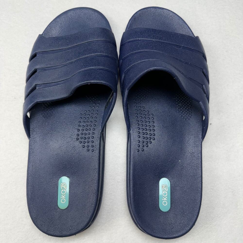 OkaB Sandals Womens XXL Navy Slide Slip On Lightweight Pool Beach Made USA EVA